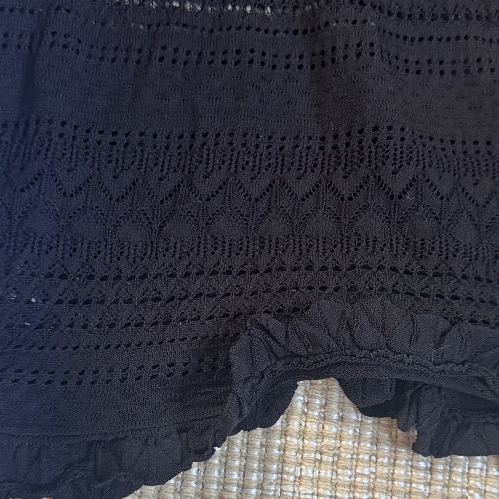 Misa Los Angeles Black Knit Crochet Dress with Cutout Details - Picture 4 of 7